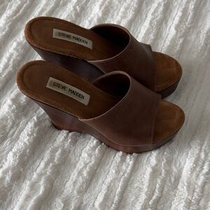Steve Madden Chocolate Brown Wedge Mules